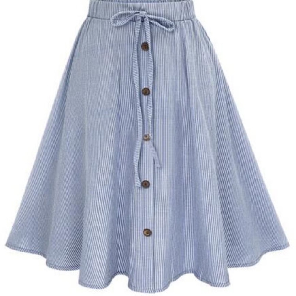 Button Front Midi Skirt
